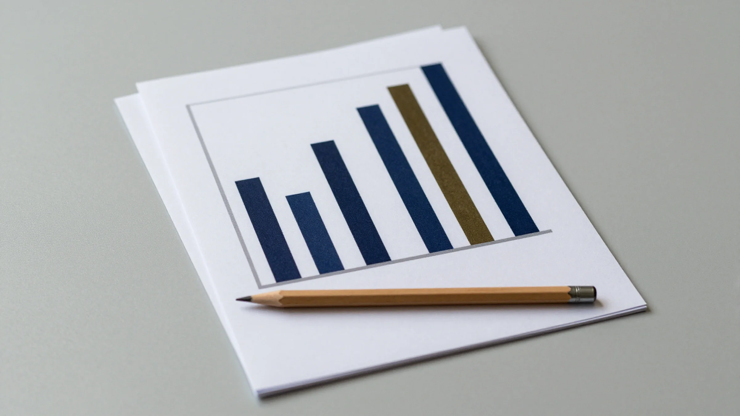 Illustration: a printed bar chart with one highlighted bar and a pencil.